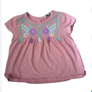 Toddler Girl • Embroidered Pink Peasant Top